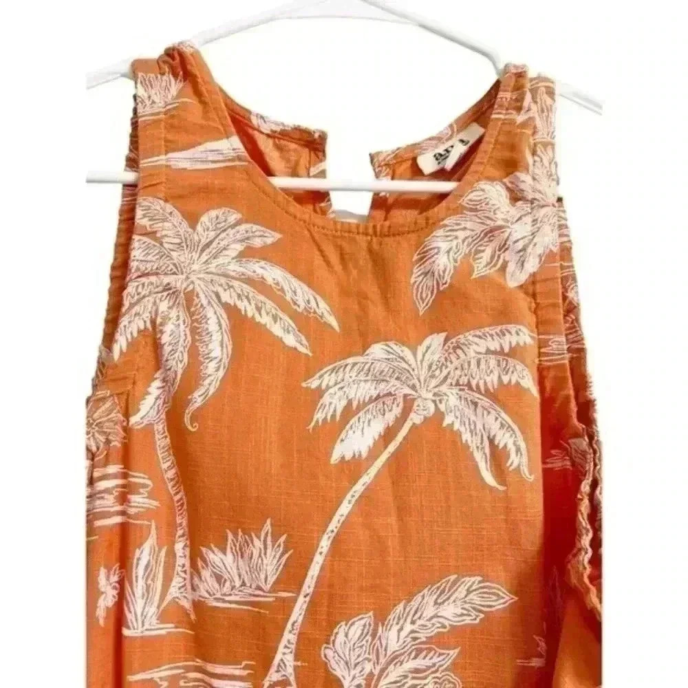 A.N.A. A‎ New Approach Oasis Waves Palm Trees Cotton Sleeveless Dress - Picture 7 of 8